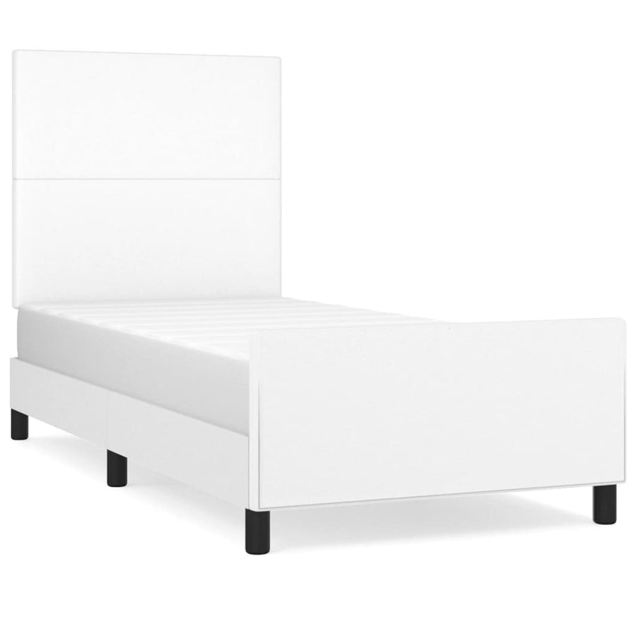 Bedframe Met Hoofdbord Kunstleer Wit 80 x 200 cm Effen ontwerp