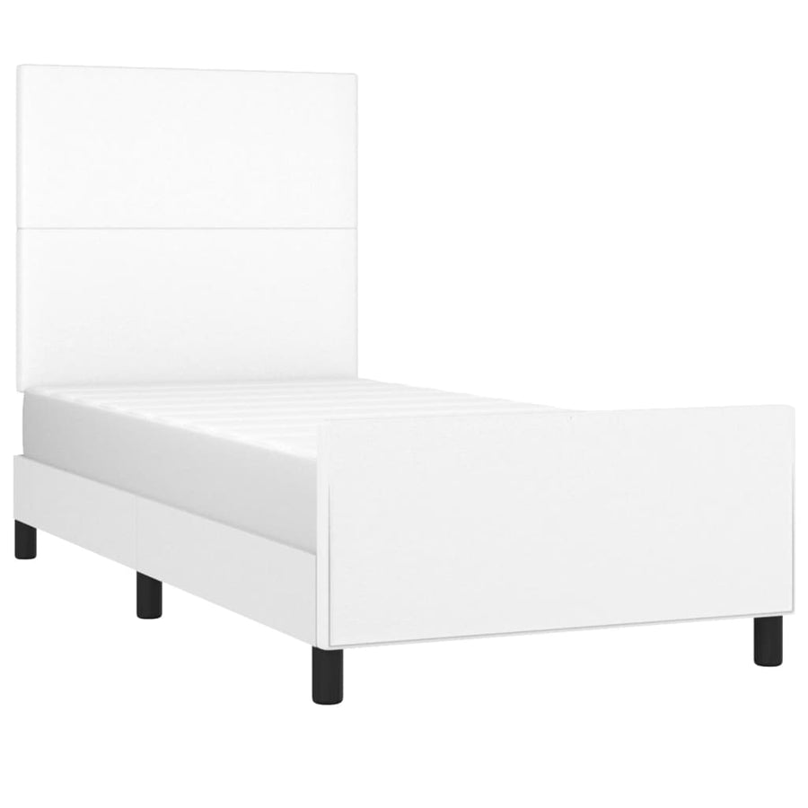 Bedframe Met Hoofdbord Kunstleer Wit 80 x 200 cm Effen ontwerp