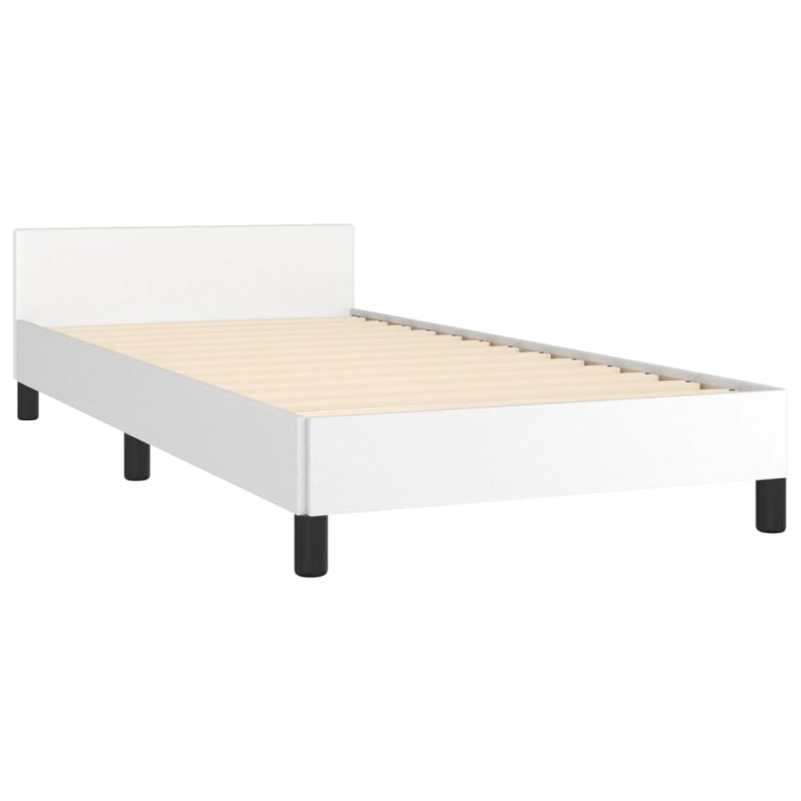 Bedframe Met Hoofdbord Kunstleer Wit 80 x 200 cm Effen ontwerp