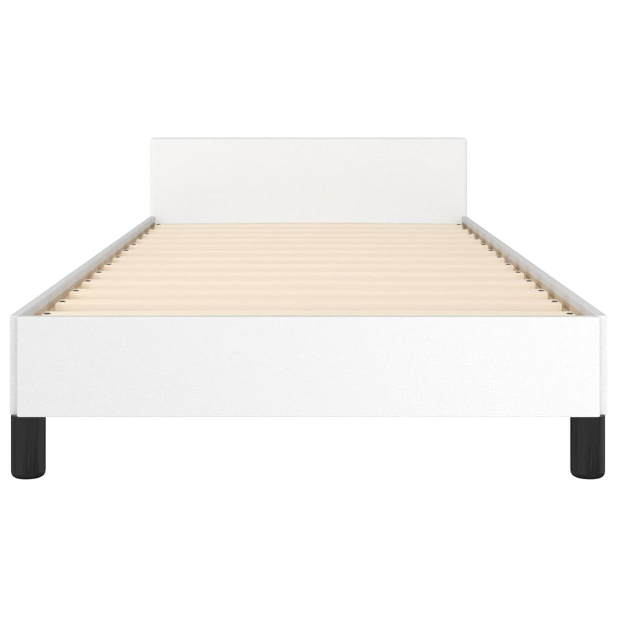 Bedframe Met Hoofdbord Kunstleer Wit 80 x 200 cm Effen ontwerp