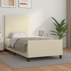 Cream Faux Leather Bed Frame with Headboard 80x200 cm