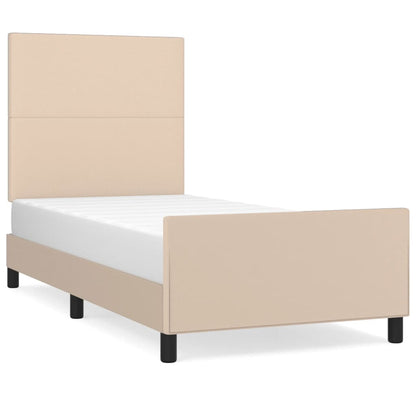 Bedframe met hoofdbord kunstleer cappucinnokleurig 80x200 cm