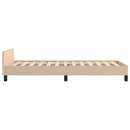 Bedframe met hoofdbord kunstleer cappucinnokleurig 80x200 cm