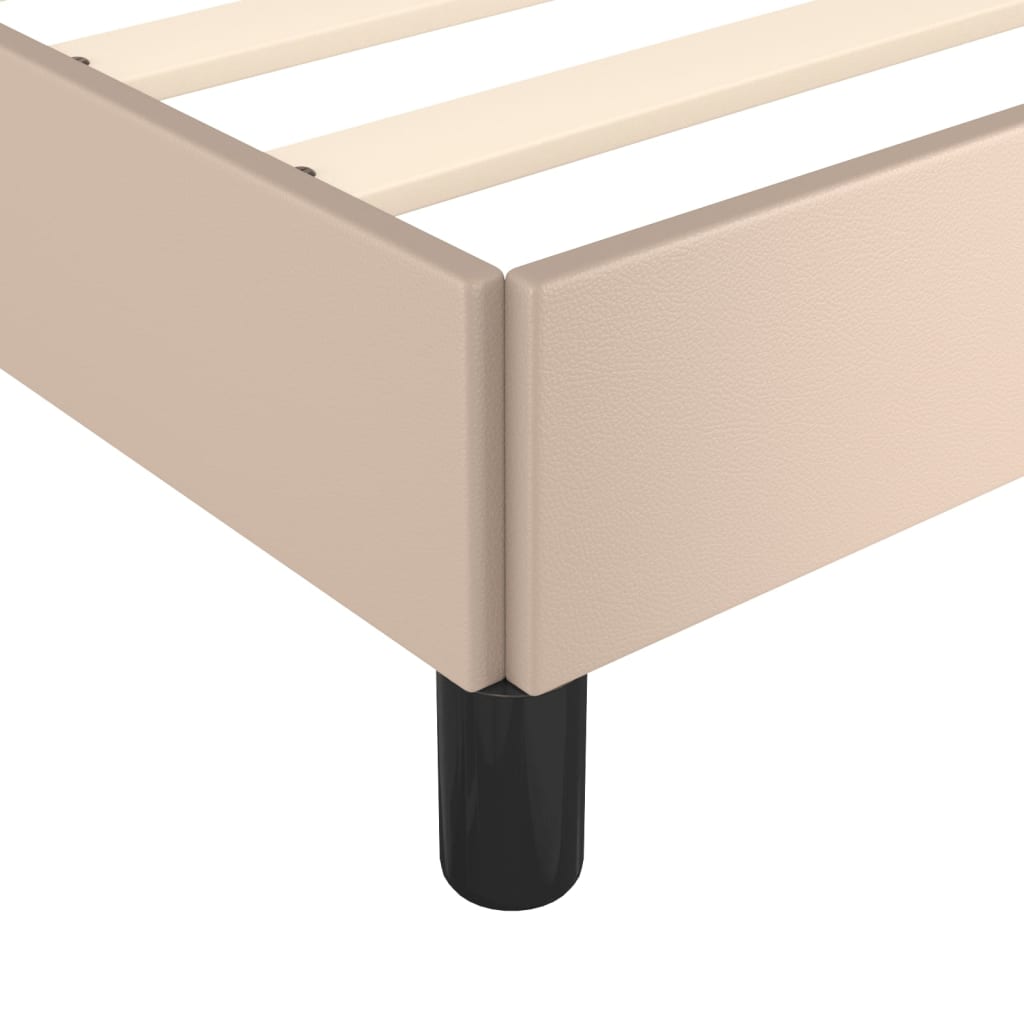 Bedframe met hoofdbord kunstleer cappucinnokleurig 80x200 cm