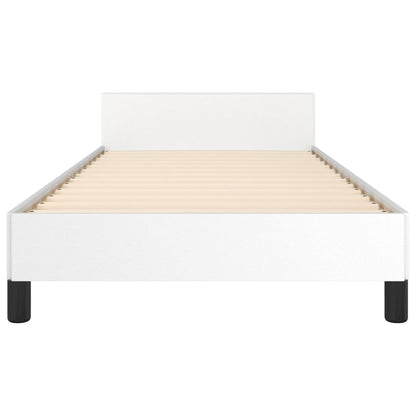 Bedframe Met Hoofdbord Kunstleer Wit 90 x 190 cm Effen ontwerp