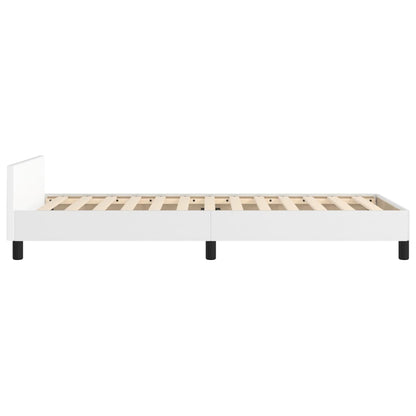 Bedframe Met Hoofdbord Kunstleer Wit 90 x 190 cm Effen ontwerp