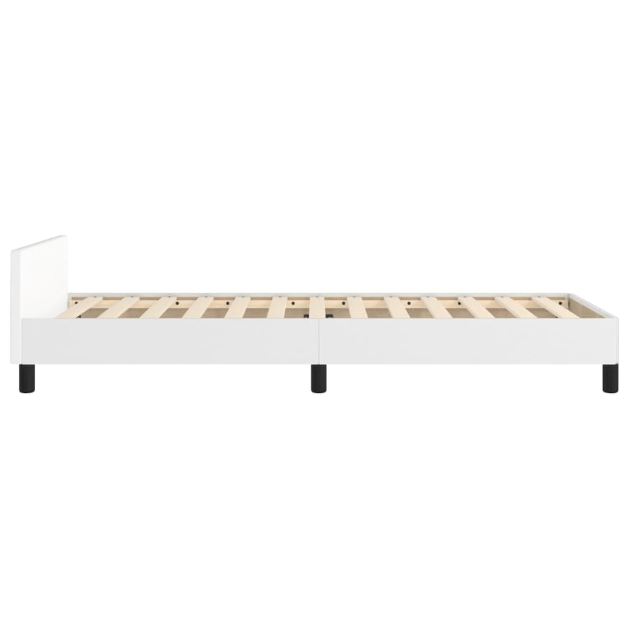 Bedframe Met Hoofdbord Kunstleer Wit 90 x 190 cm Effen ontwerp