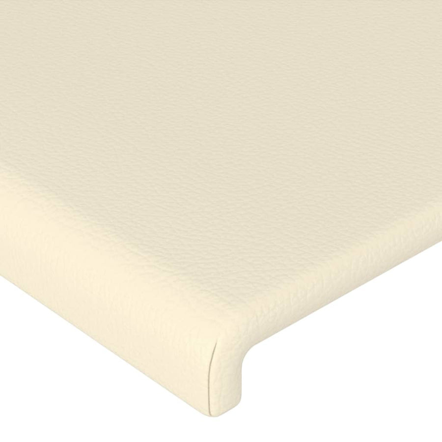 Bedframe Met Hoofdbord Kunstleer Crèmekleurig 90X190 Cm