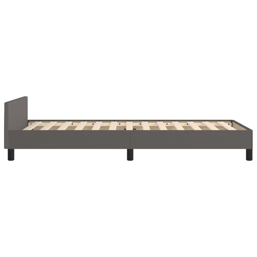 Bedframe Met Hoofdbord Kunstleer Grijs 90 x 190 cm Effen ontwerp