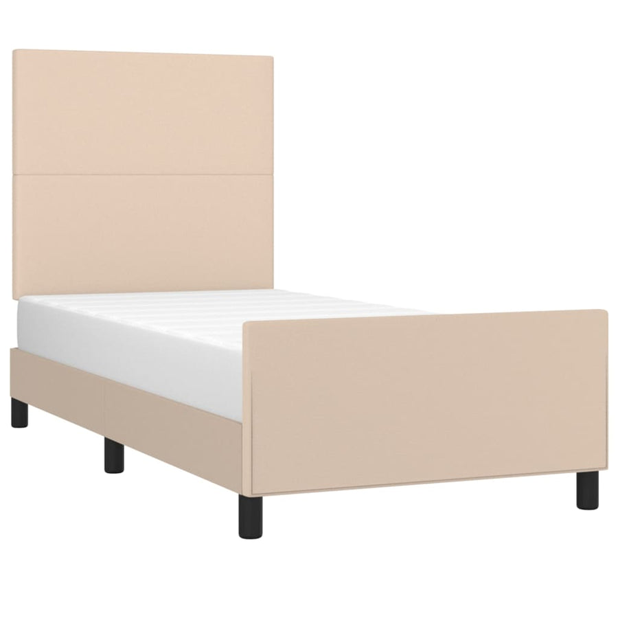 Bedframe met hoofdbord kunstleer cappucinnokleurig 90x190 cm 90 x 190 cm Effen ontwerp