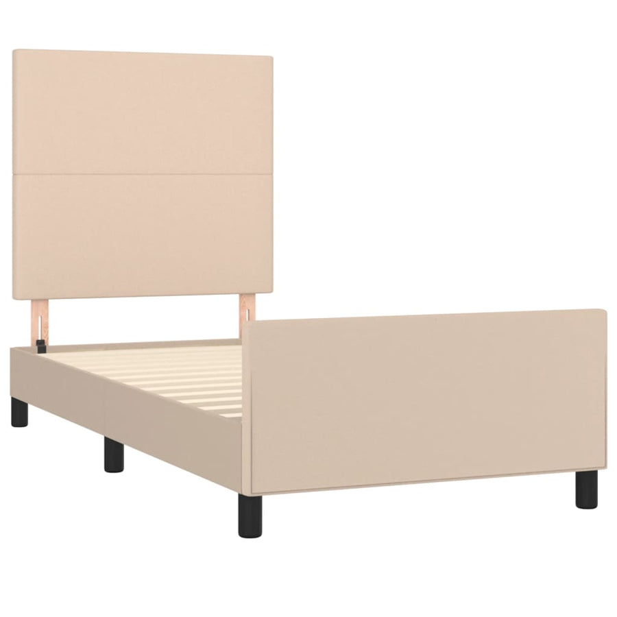 Bedframe met hoofdbord kunstleer cappucinnokleurig 90x190 cm 90 x 190 cm Effen ontwerp