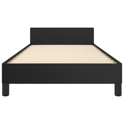 Bedframe Met Hoofdbord Kunstleer Zwart 90 x 200 cm Effen ontwerp