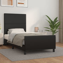 Bedframe Met Hoofdbord Kunstleer Zwart 90 x 200 cm Effen ontwerp