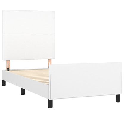 Bedframe Met Hoofdbord Kunstleer Wit 90 x 200 cm Effen ontwerp