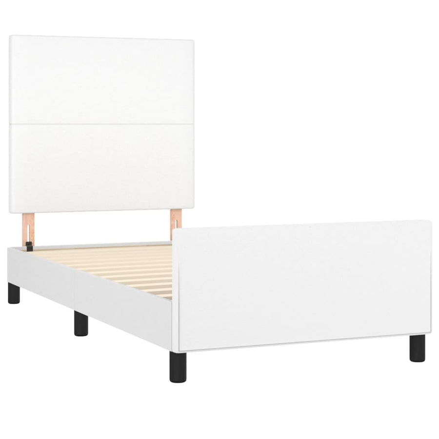 Bedframe Met Hoofdbord Kunstleer Wit 90 x 200 cm Effen ontwerp