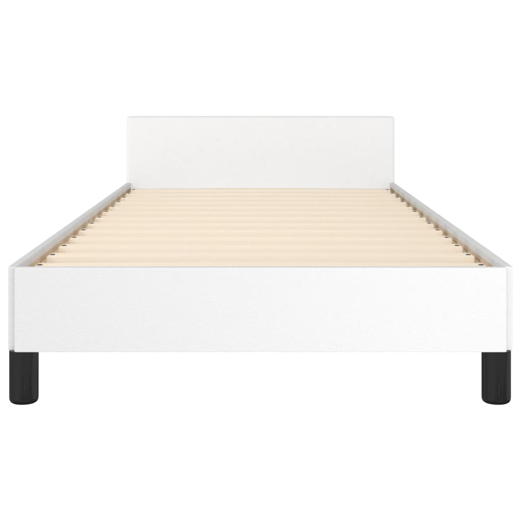 Bedframe Met Hoofdbord Kunstleer Wit 90 x 200 cm Effen ontwerp