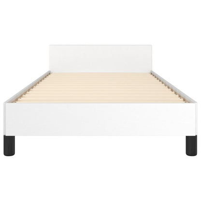 Bedframe Met Hoofdbord Kunstleer Wit 90 x 200 cm Effen ontwerp
