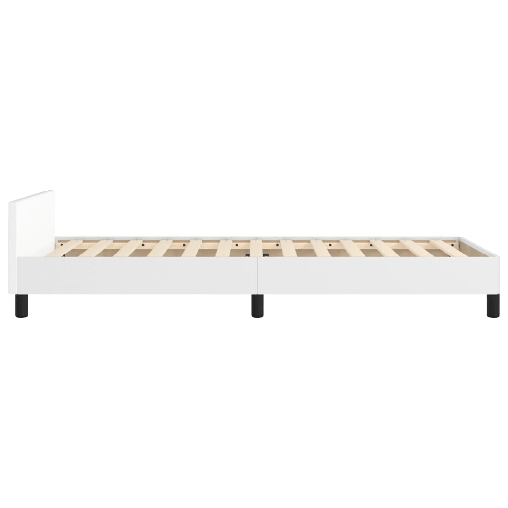 Bedframe Met Hoofdbord Kunstleer Wit 90 x 200 cm Effen ontwerp