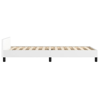 Bedframe Met Hoofdbord Kunstleer Wit 90 x 200 cm Effen ontwerp