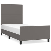 Bedframe Met Hoofdbord Kunstleer Grijs 90 x 200 cm Effen ontwerp
