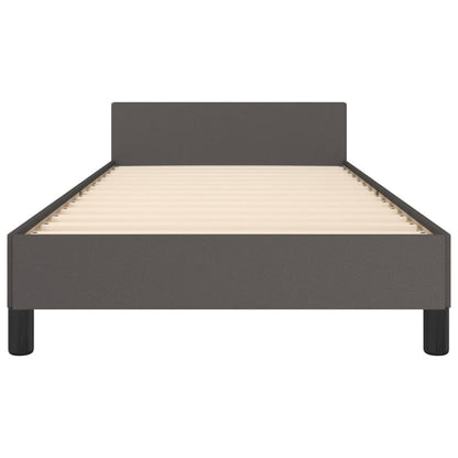 Bedframe Met Hoofdbord Kunstleer Grijs 90 x 200 cm Effen ontwerp