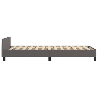 Bedframe Met Hoofdbord Kunstleer Grijs 90 x 200 cm Effen ontwerp