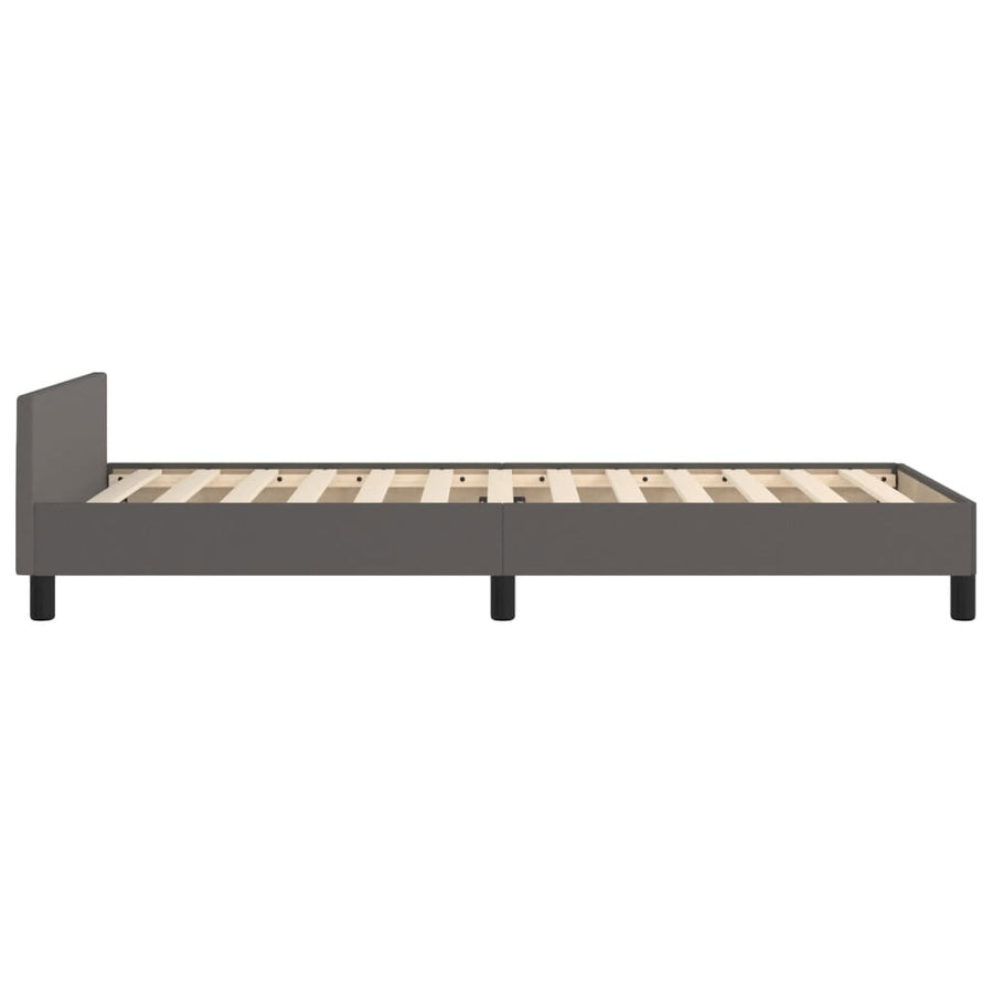 Bedframe Met Hoofdbord Kunstleer Grijs 90 x 200 cm Effen ontwerp