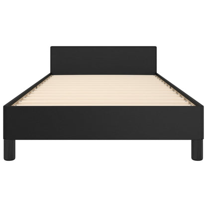 Bedframe Met Hoofdbord Kunstleer Zwart 100 x 200 cm Effen ontwerp