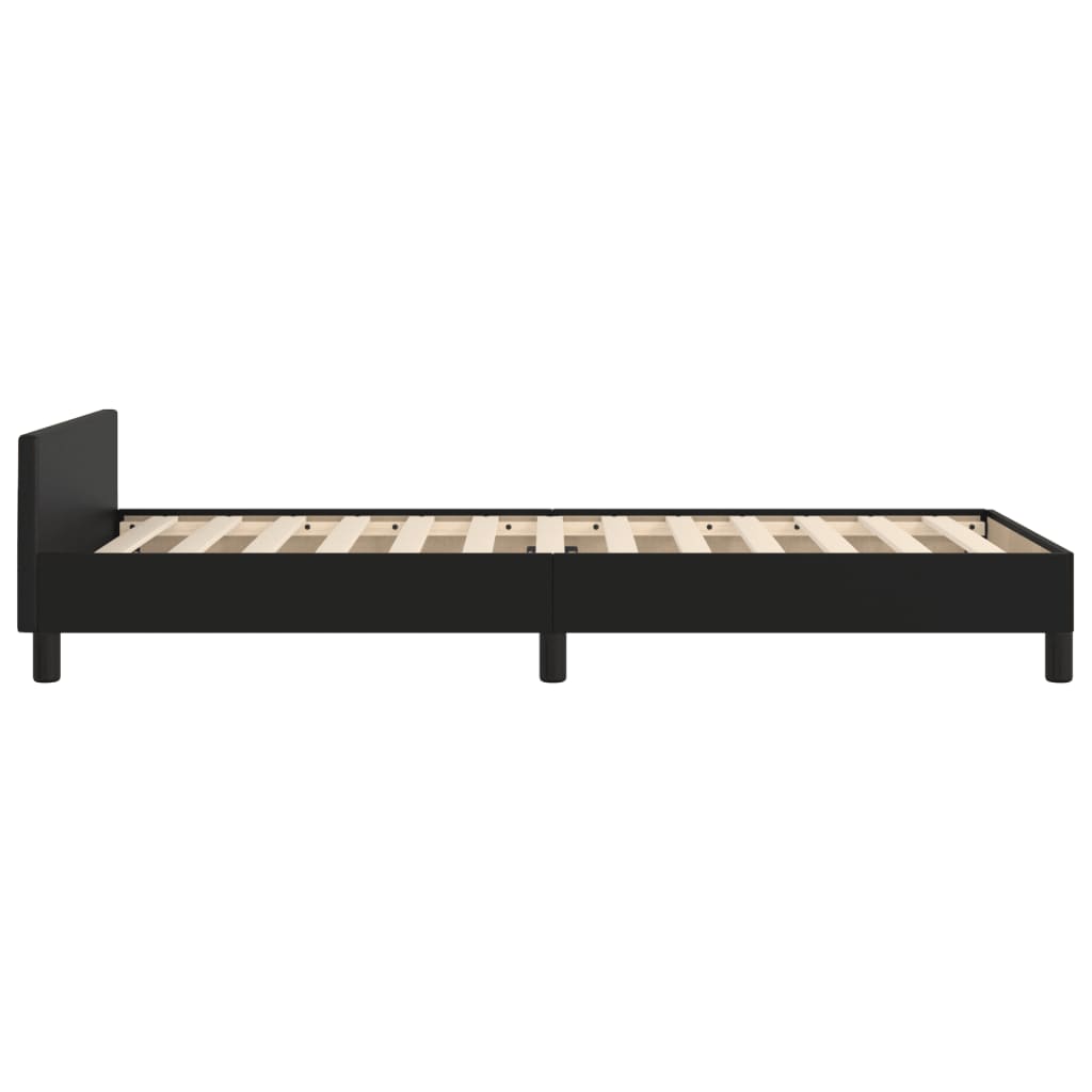 Bedframe Met Hoofdbord Kunstleer Zwart 100 x 200 cm Effen ontwerp