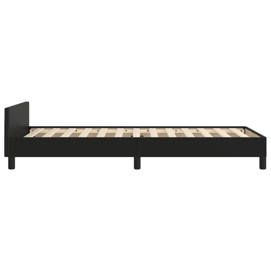 Bedframe Met Hoofdbord Kunstleer Zwart 100 x 200 cm Effen ontwerp