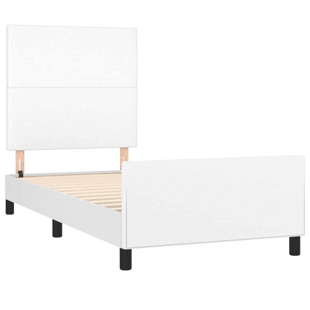 Bedframe Met Hoofdbord Kunstleer Wit 100 x 200 cm Effen ontwerp