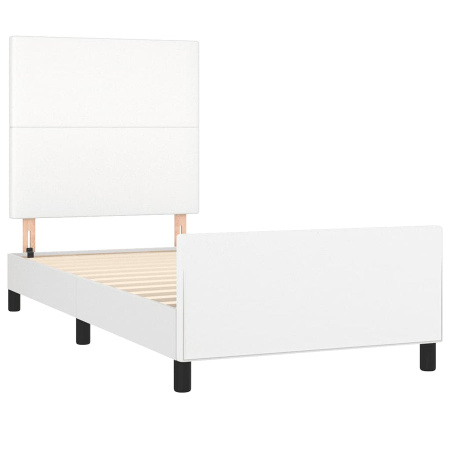 Bedframe Met Hoofdbord Kunstleer Wit 100 x 200 cm Effen ontwerp