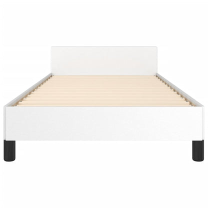 Bedframe Met Hoofdbord Kunstleer Wit 100 x 200 cm Effen ontwerp