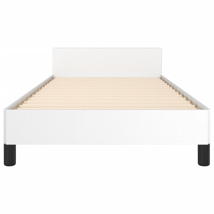 Bedframe Met Hoofdbord Kunstleer Wit 100 x 200 cm Effen ontwerp
