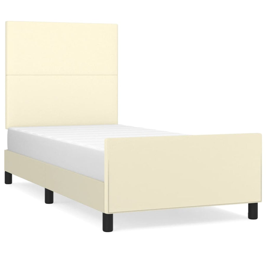 Bedframe Met Hoofdbord Kunstleer Kleurig 100 x 200 cm Crème