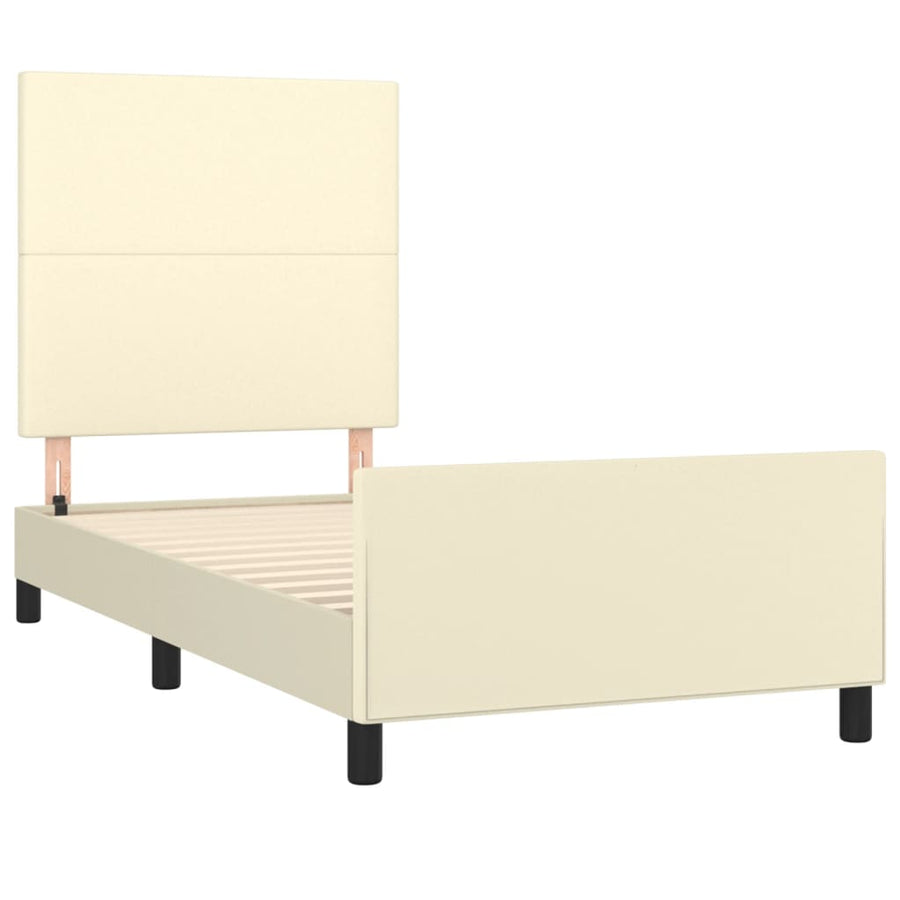 Bedframe Met Hoofdbord Kunstleer Kleurig 100 x 200 cm Crème