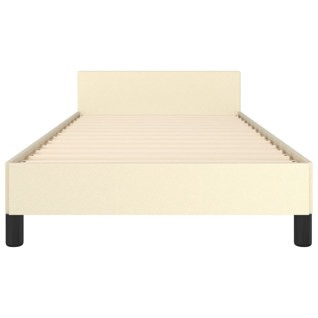 Bedframe Met Hoofdbord Kunstleer Kleurig 100 x 200 cm Crème