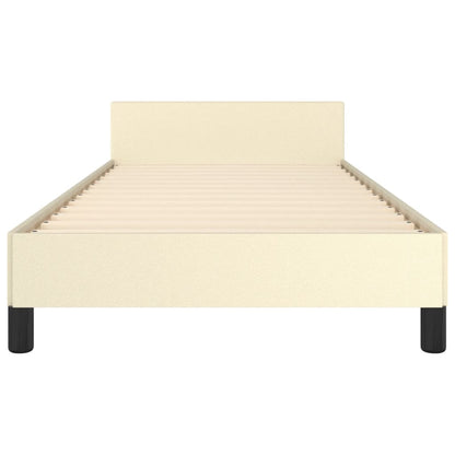 Bedframe Met Hoofdbord Kunstleer Kleurig 100 x 200 cm Crème