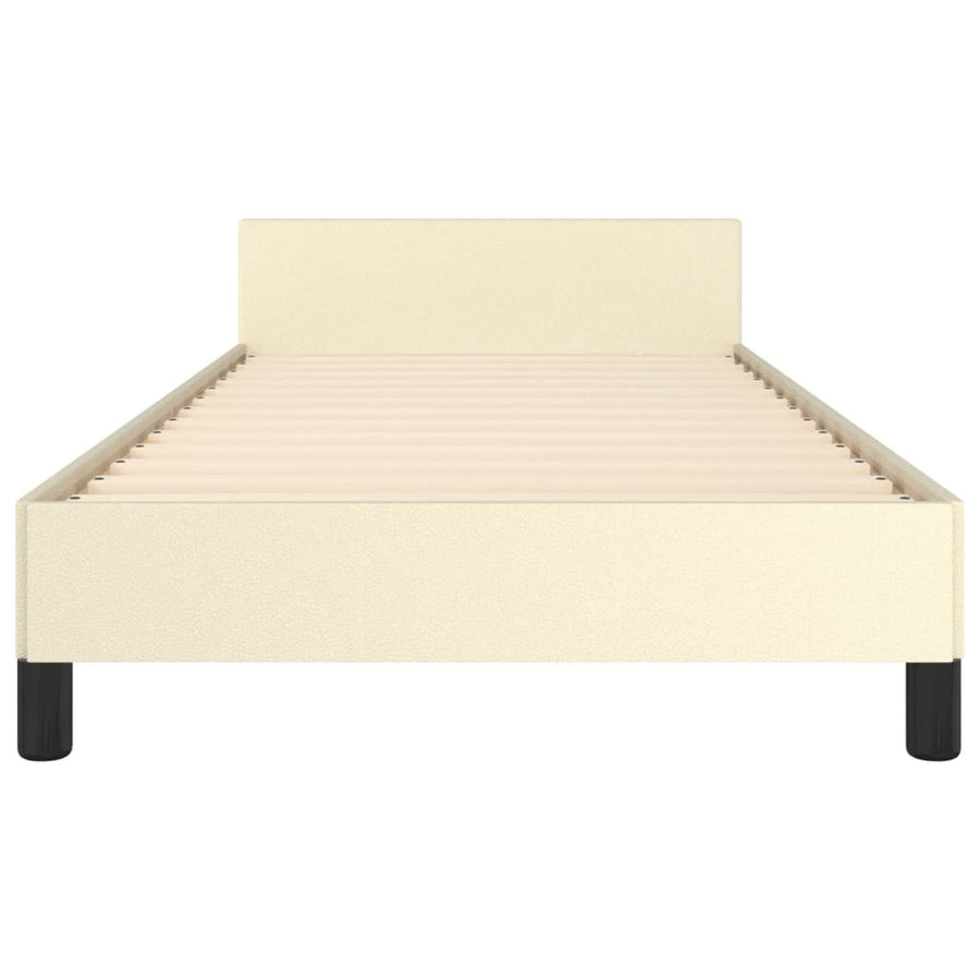 Bedframe Met Hoofdbord Kunstleer Kleurig 100 x 200 cm Crème