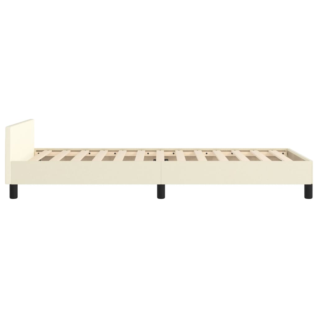 Bedframe Met Hoofdbord Kunstleer Kleurig 100 x 200 cm Crème