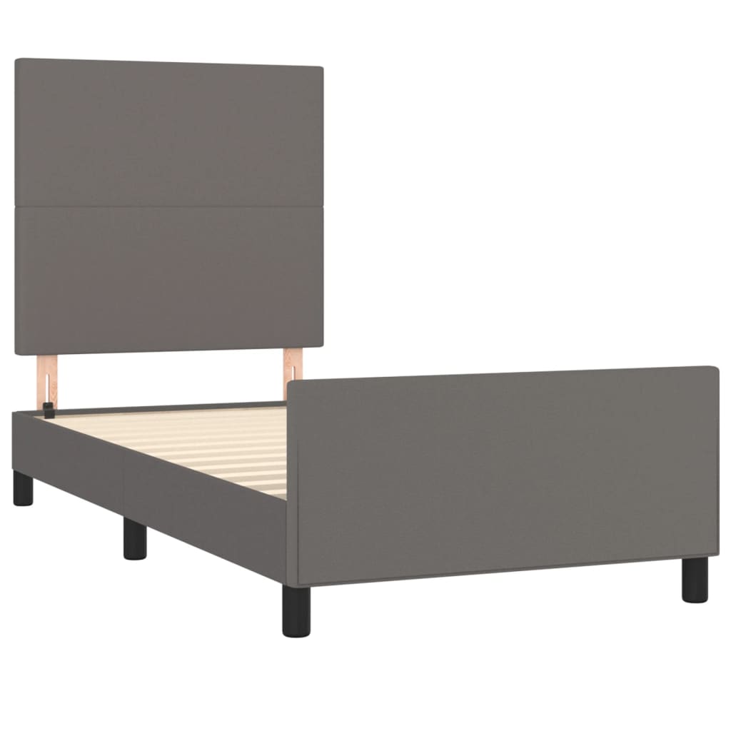 Bedframe Met Hoofdbord Kunstleer Grijs 100 x 200 cm Effen ontwerp