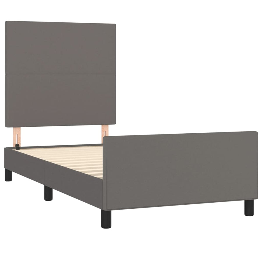 Bedframe Met Hoofdbord Kunstleer Grijs 100 x 200 cm Effen ontwerp