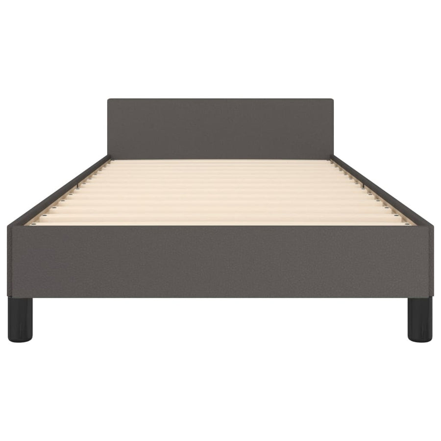 Bedframe Met Hoofdbord Kunstleer Grijs 100 x 200 cm Effen ontwerp