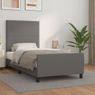 Bedframe Met Hoofdbord Kunstleer Grijs 100 x 200 cm Effen ontwerp