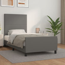 Bedframe Met Hoofdbord Kunstleer Grijs 100 x 200 cm Effen ontwerp