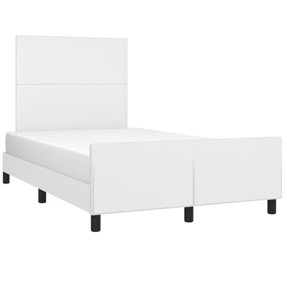 Bedframe Met Hoofdbord Kunstleer Wit 120 x 200 cm Effen ontwerp