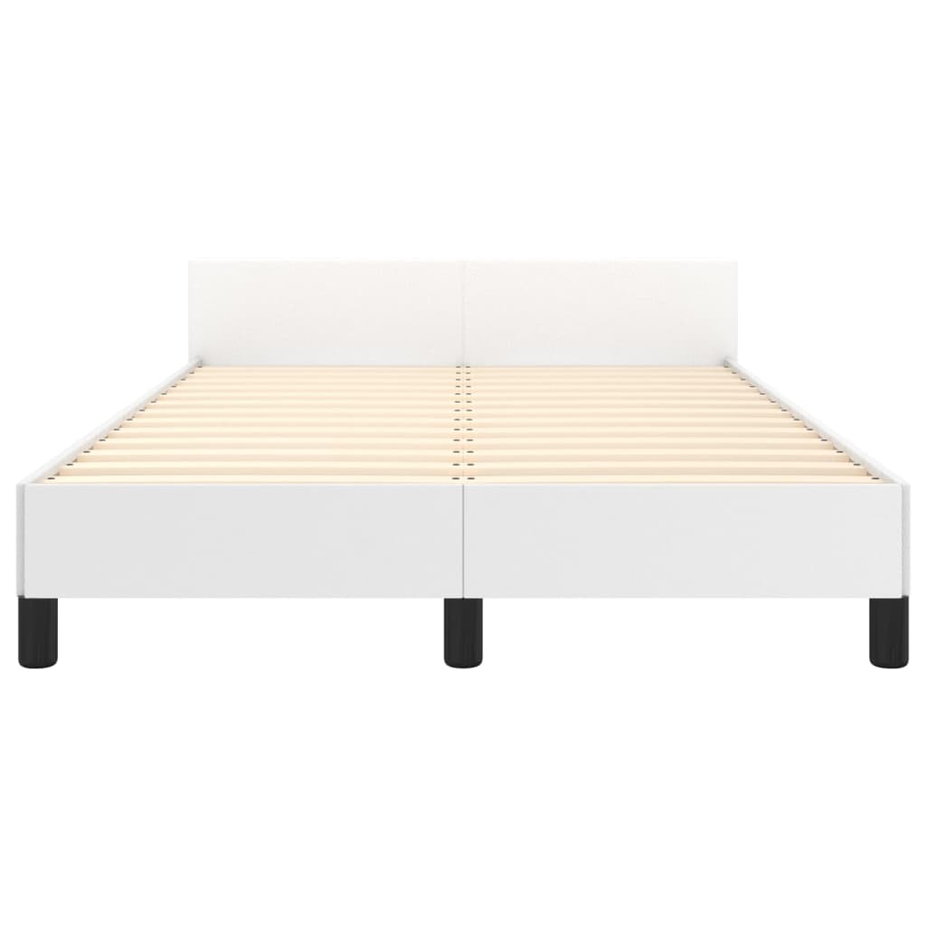 Bedframe Met Hoofdbord Kunstleer Wit 120 x 200 cm Effen ontwerp
