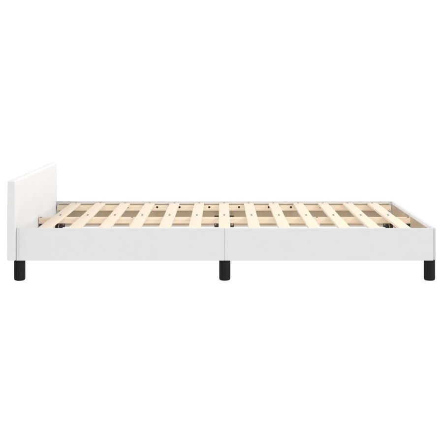 Bedframe Met Hoofdbord Kunstleer Wit 120 x 200 cm Effen ontwerp