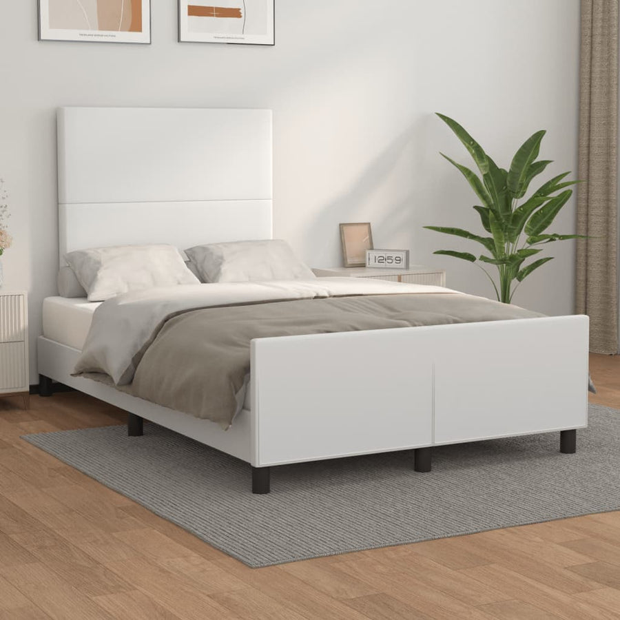 Bedframe Met Hoofdbord Kunstleer Wit 120 x 200 cm Effen ontwerp