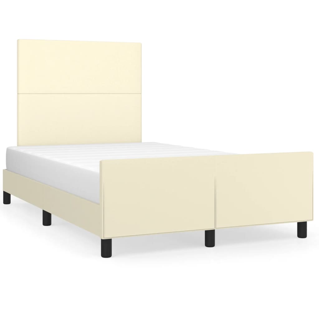 Bedframe Met Hoofdbord Kunstleer Kleurig 120 x 200 cm Crème